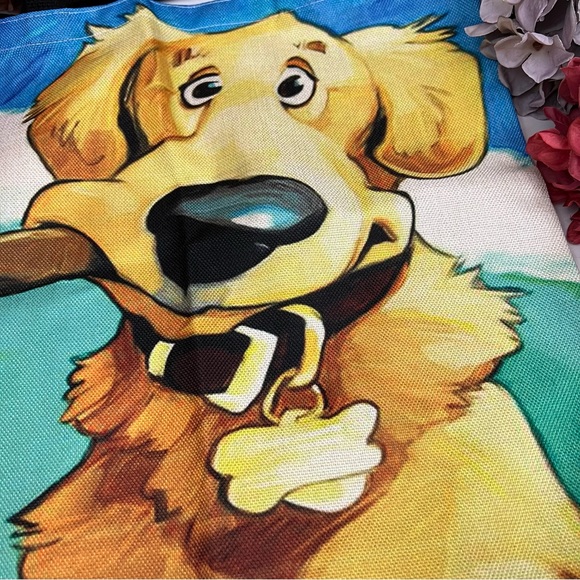 Eco-Friendly Goofy Golden Retriever Dog Folding Tote Bag - Picture 10 of 15